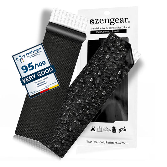 Stick-On Repair Patches (2 Pack) - Self-Adhesive, Waterproof, Tear-Cold-Heat-Resistant Polyester to Fix Rips in Tents,  Jackets, Shoes, Upholstery