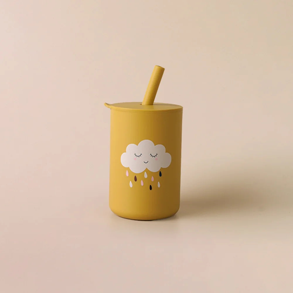 Silicone Baby Straw Cup - BPA-Free Anti-Hot Toddler Sippy Cup