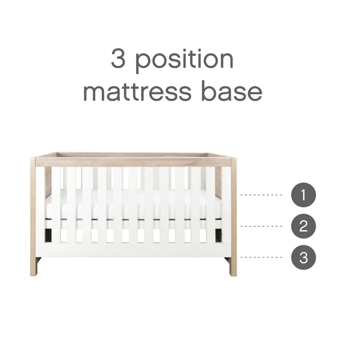 Tutti Bambini Modena 3-in-1 Cot Bed - White/Oak