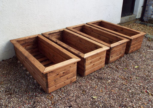 Charles Taylor Trading 4pc Extra Large Wooden Trough Set Brown