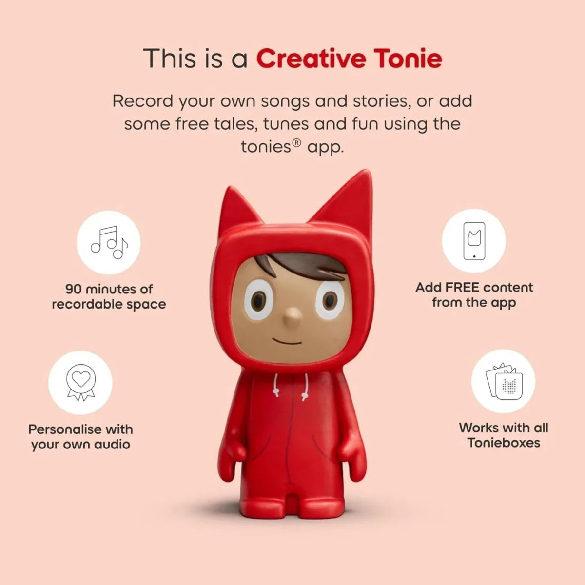 Tonies Toniebox 2 Cloud Starter Set with Creative Tonie Rubie - Pink