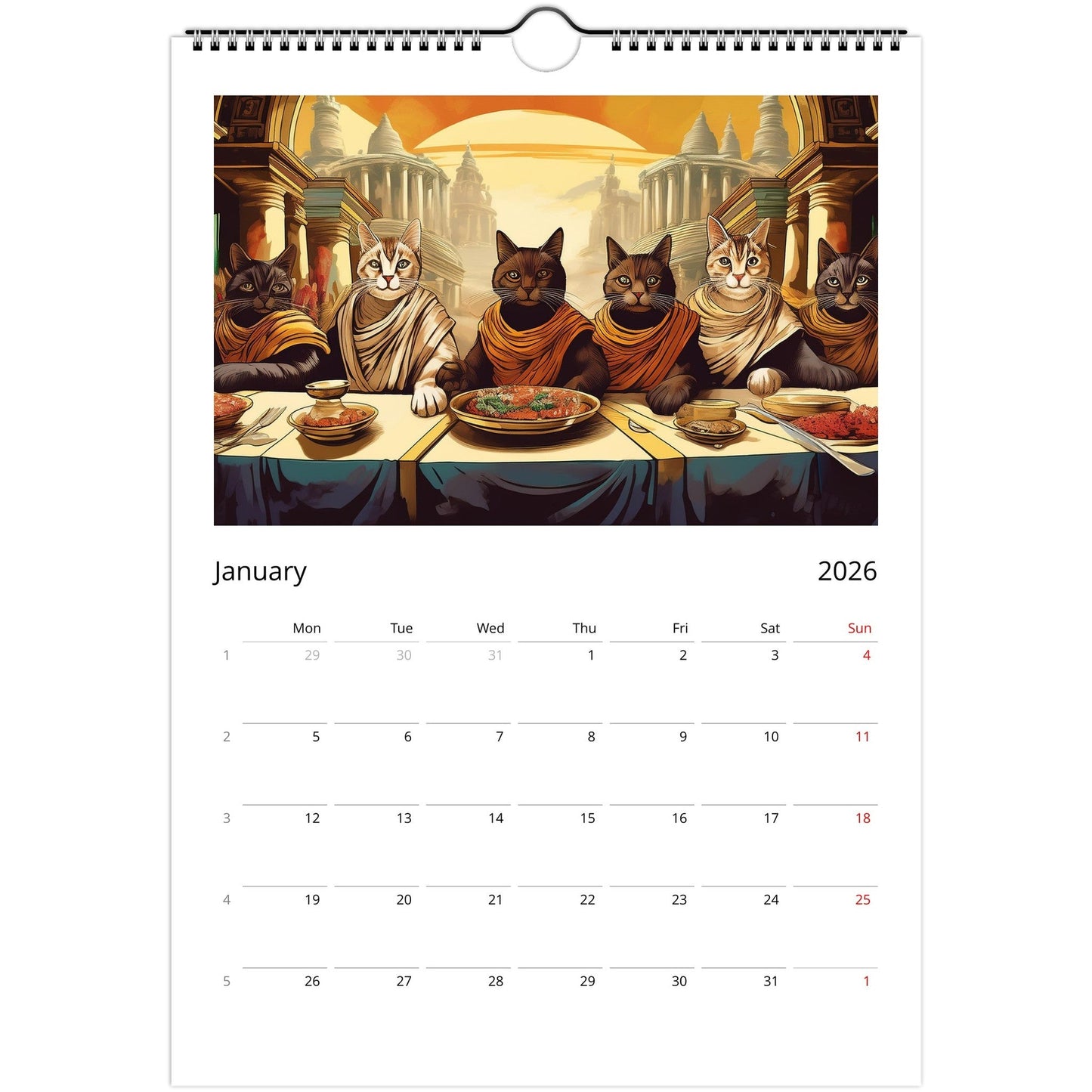 Ancient Roman Cats Wall Calendar – Vintage Feline Art, Eco-Friendly Gift for Cat Lovers 🐾🕌