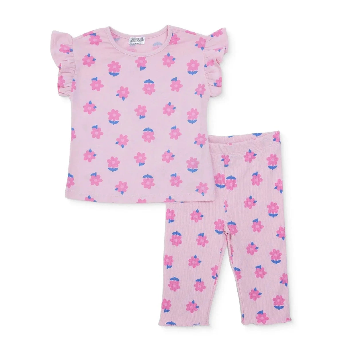 HelloBaby Short Sleeve Ribbed Baby Top & Leggings Set (6-9 Months to 4-5 Years)