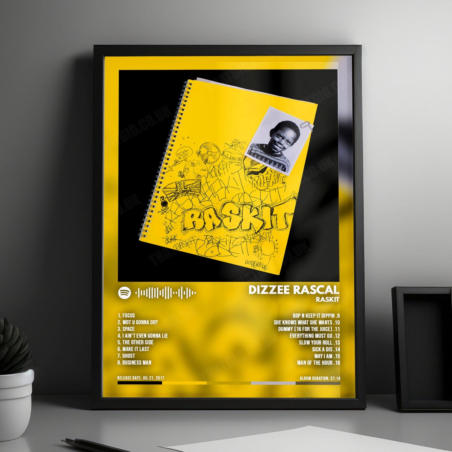 Dizzee Rascal "Raskit" Album Cover Poster - with Complete Tracklist