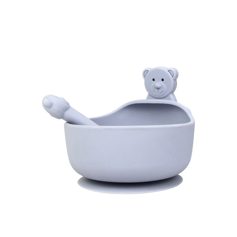Silicone Baby Bowl & Spoon Set - 3pc Suction Base BPA-Free