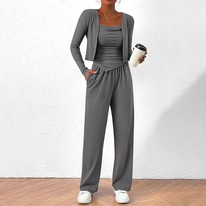 Sports Casual Lazy Design Comfortable Coat Suspender Trousers Three-piece Suit