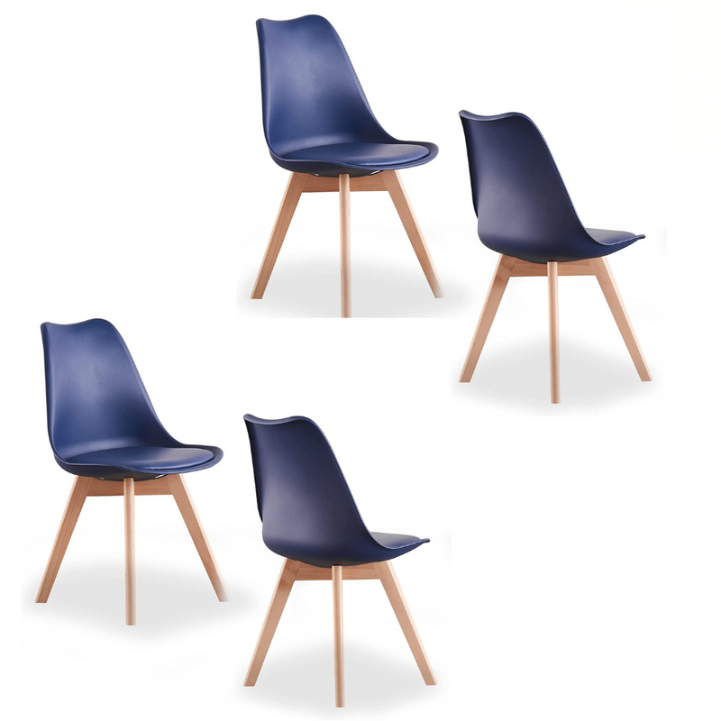 5PCs Dining Set - a White Halo Dining Table & Set of 4 Lorenzo Tulip Dining Chairs with Padded Seat