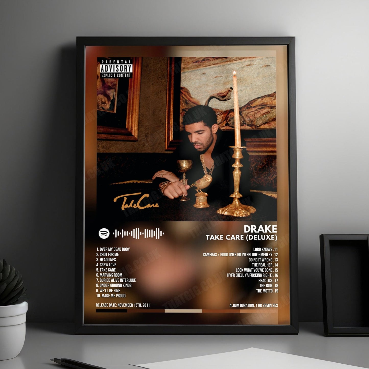 Drake "Take Care (Deluxe)" Album Cover Poster - with Complete Tracklist