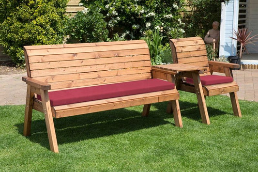 Charles Taylor Trading Four Seater Companion Set Straight With Burgundy Cushion Brown