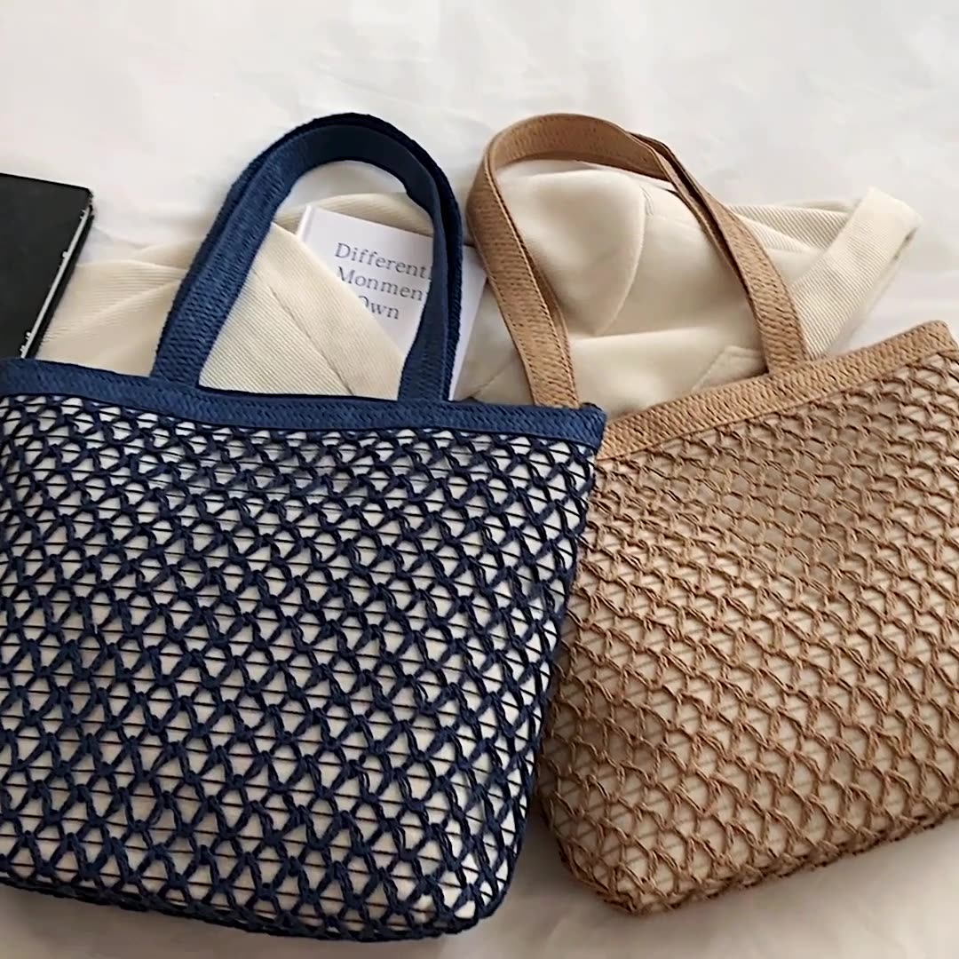 Hollow Out Paper Rope Woven Fashionable Shoulder Bag