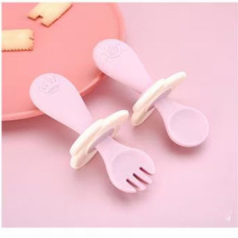 KikiBoo Silicone Baby Spoon & Fork Set – Short Handle Self-Feeding