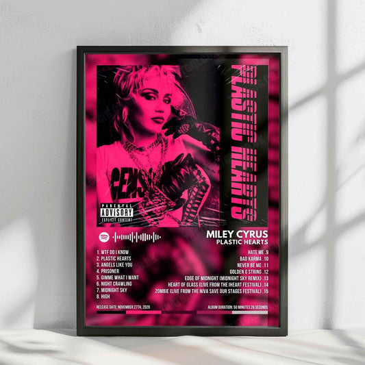 Miley Cyrus "Plastic Hearts" Album Cover Poster - with Complete Tracklist