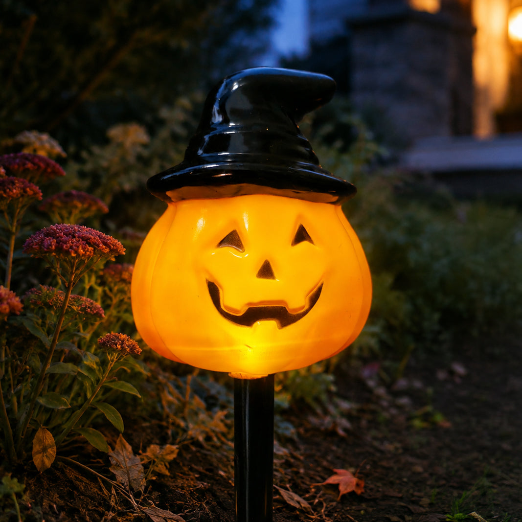 Set of 6 Battery Operated Halloween Pumpkin Stake Lights