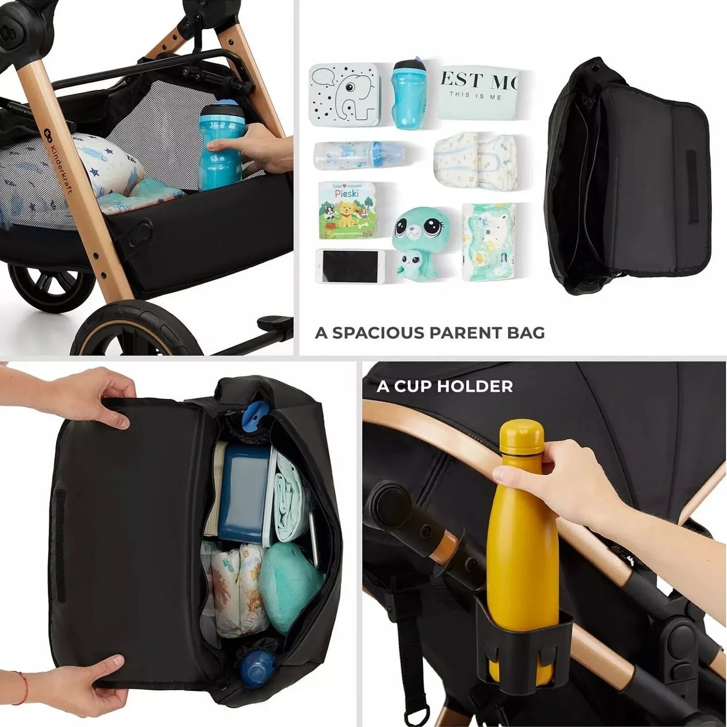 Kinderkraft Esme Pro 3-in-1 Travel System with Mink Pro Car Seat - Moonlight Grey