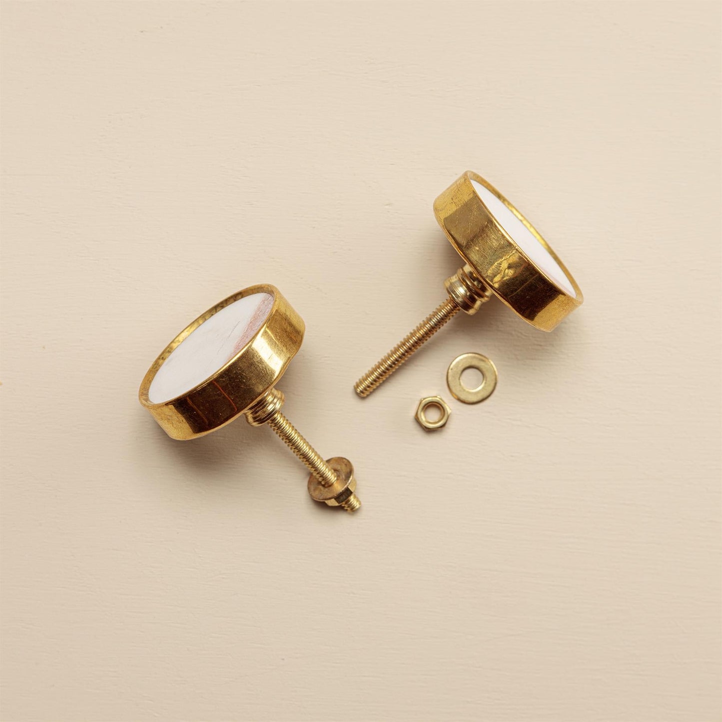 Sarika White Stone Brass Drawer Knobs