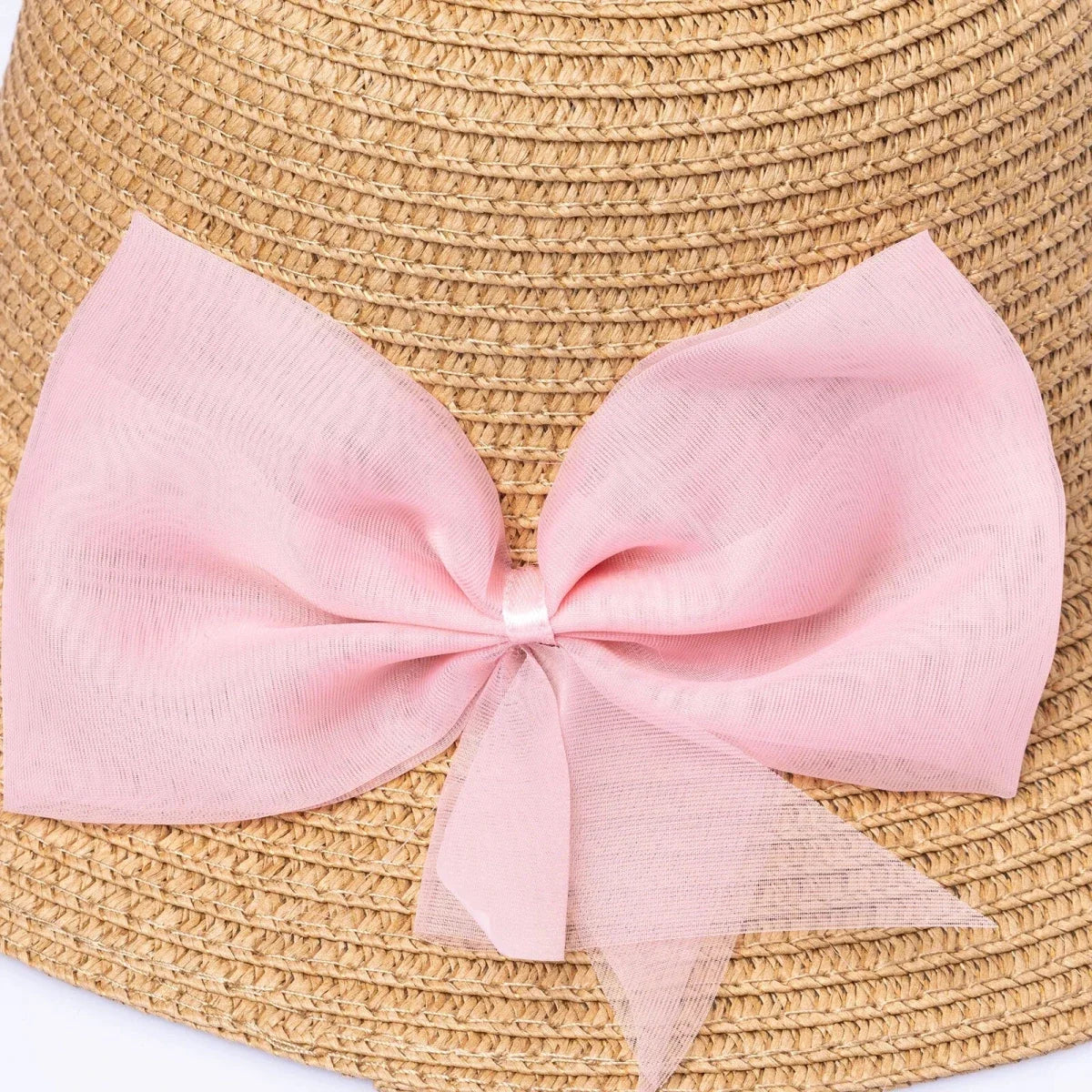 HelloBaby Ribbon Trim Straw Bucket Hat (12 Months to 1-4 Years)