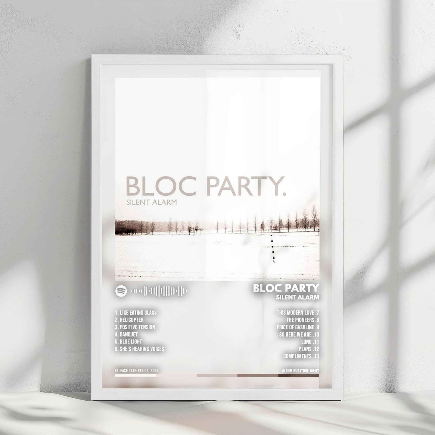 Bloc Party "Silent Alarm" Album Cover Poster - with Complete Tracklist