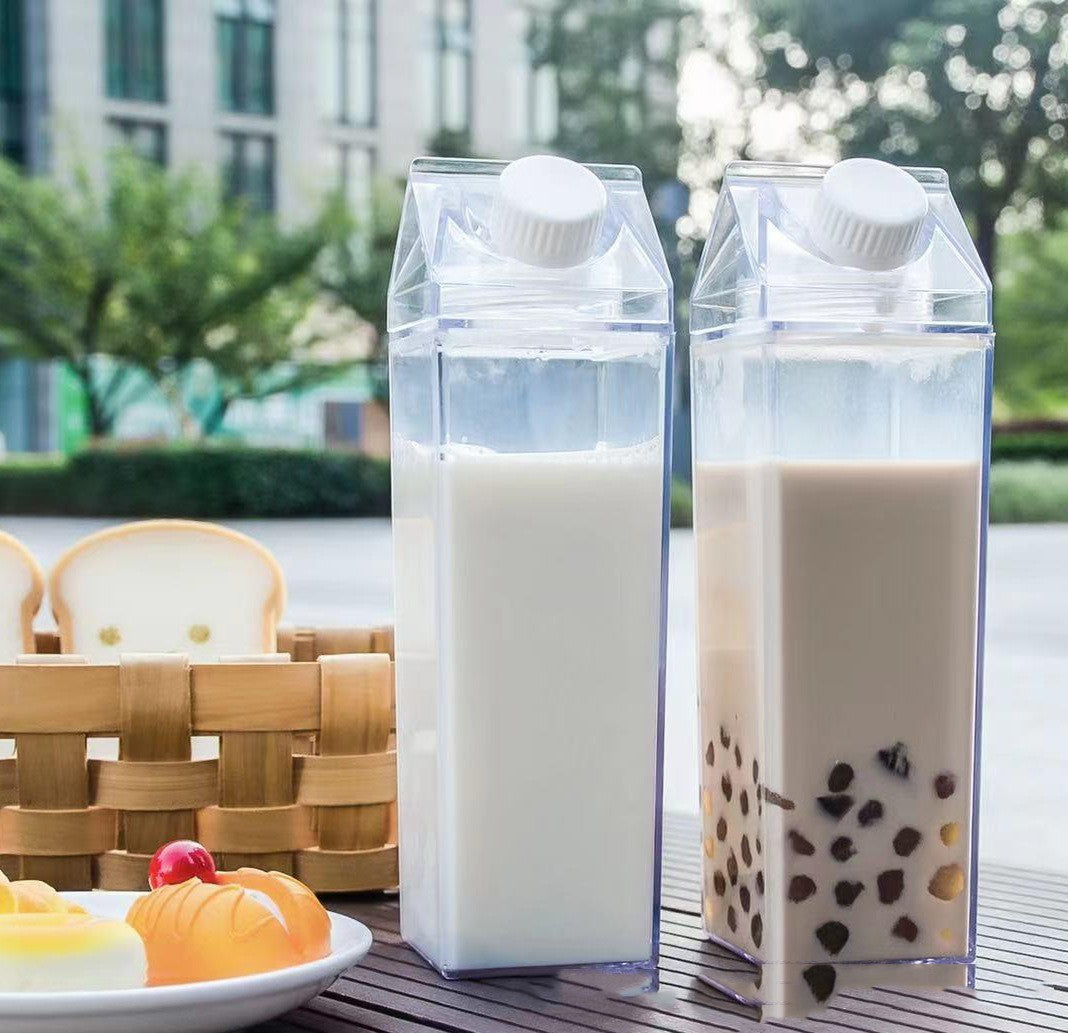 Premium Square Milk Cup - 500ml & 1000ml Minimalist Water Bottle