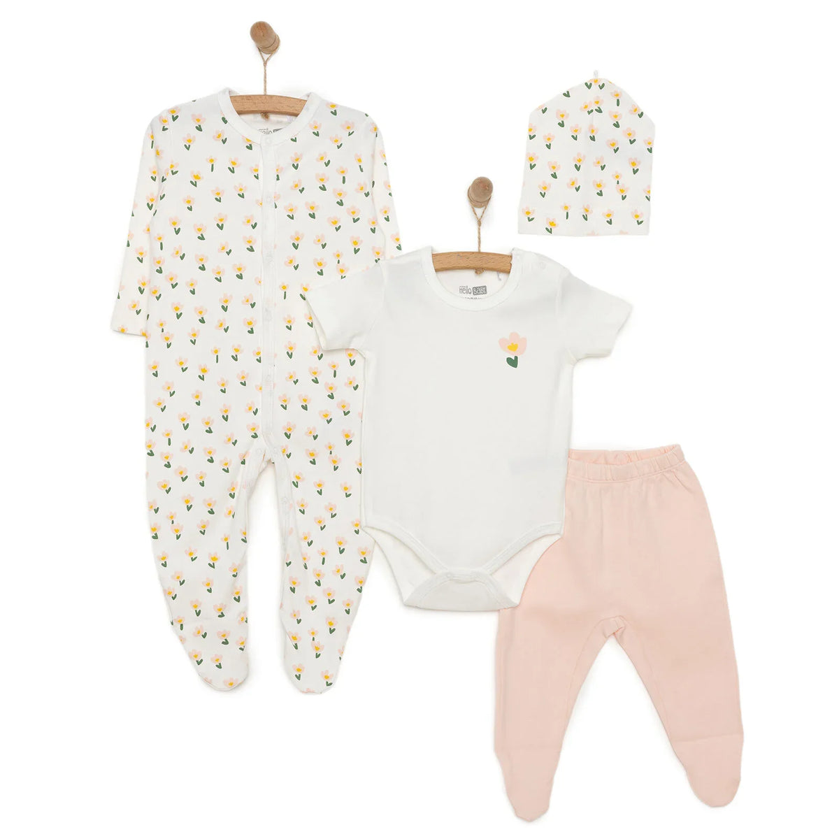 HelloBaby Floral Print 4 Piece Baby Hospital Bag Set (Newborn to 9 Months)