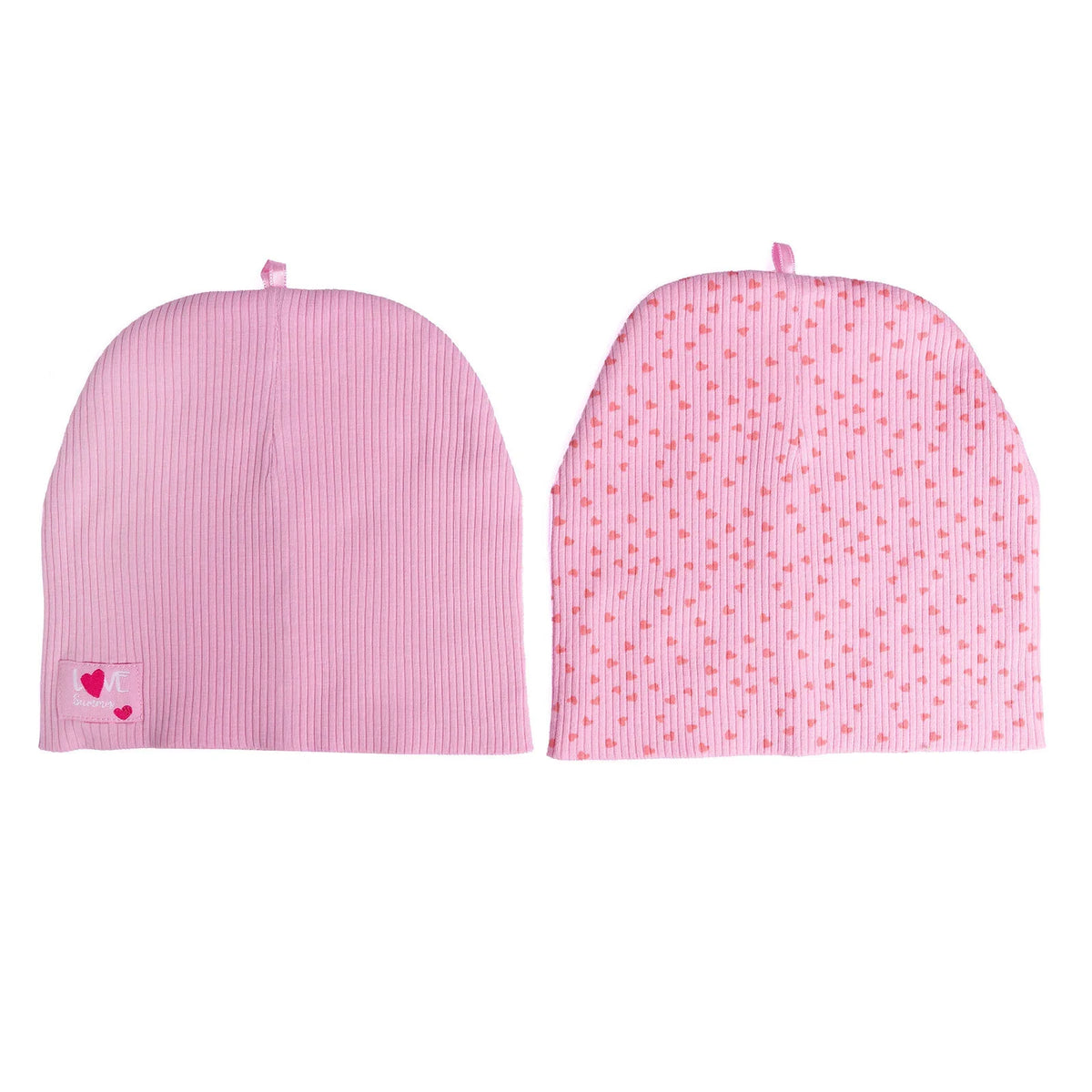 Little Plane 2 Pack Heart Pattern Knitted Baby Beanies (12 Months to 3 Years)