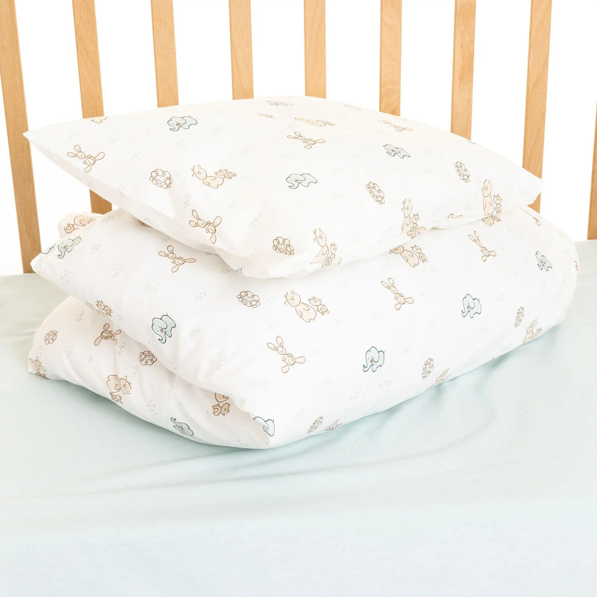 Little Dreams Cute Animals Print Baby Duvet Cover Set (100 x 150 cm)