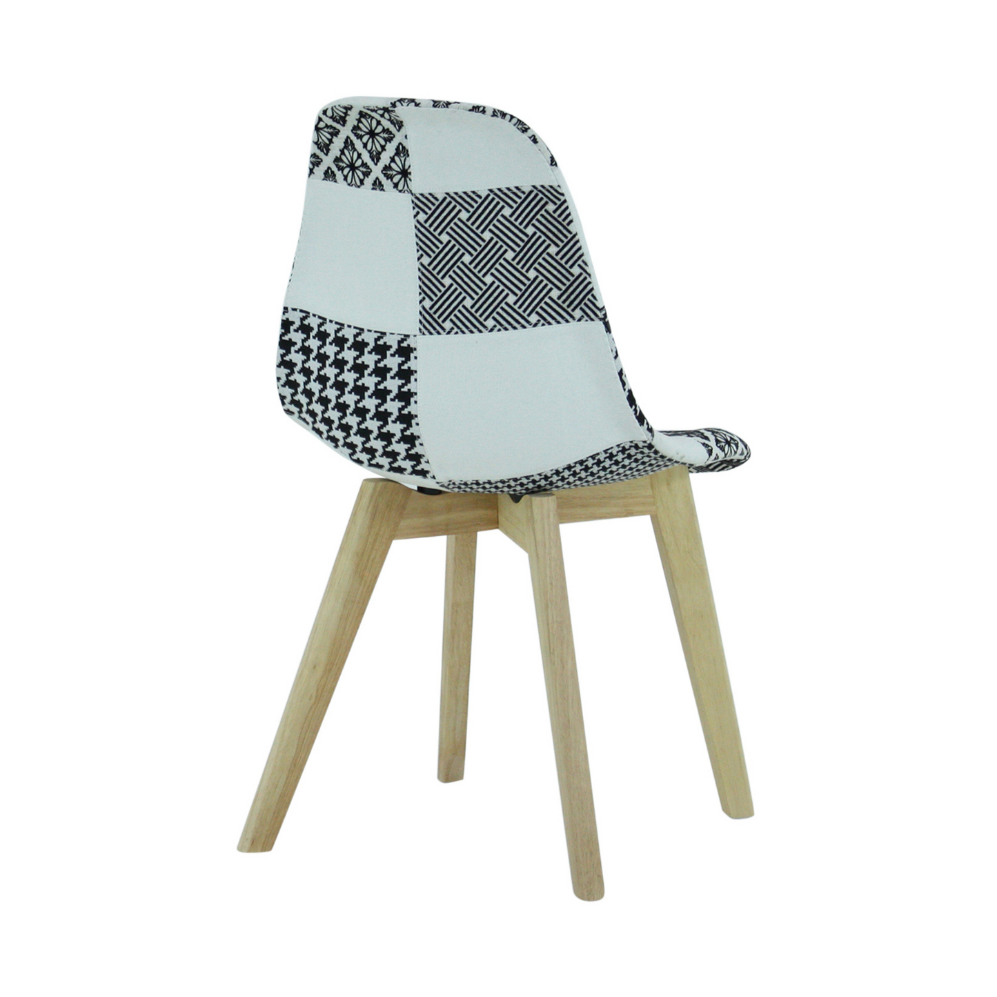 5PCs Dining Set - a Halo Dining Table & Set of 4 Black/White Tulip Patchwork Accent Chairs