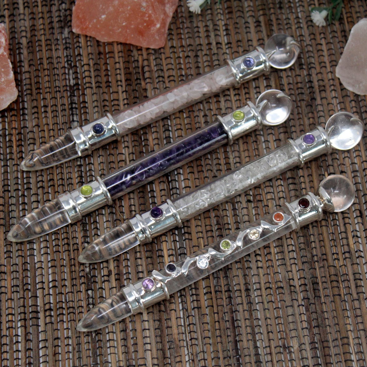 Clear Crystal with Chakra Stones