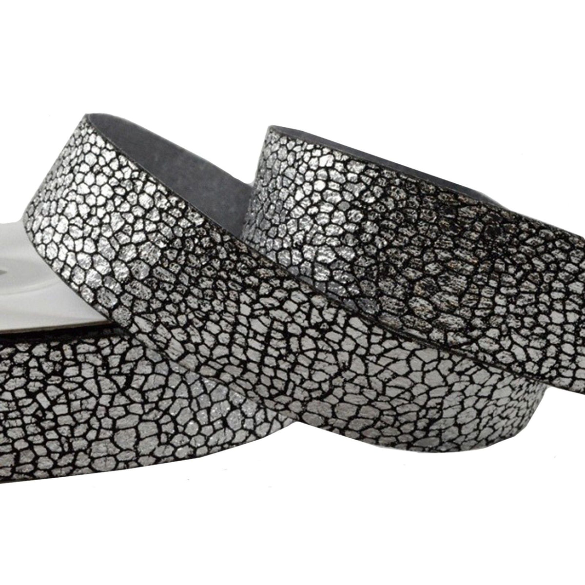 15mm Silver Snake Skin Styled Ribbon (10m)