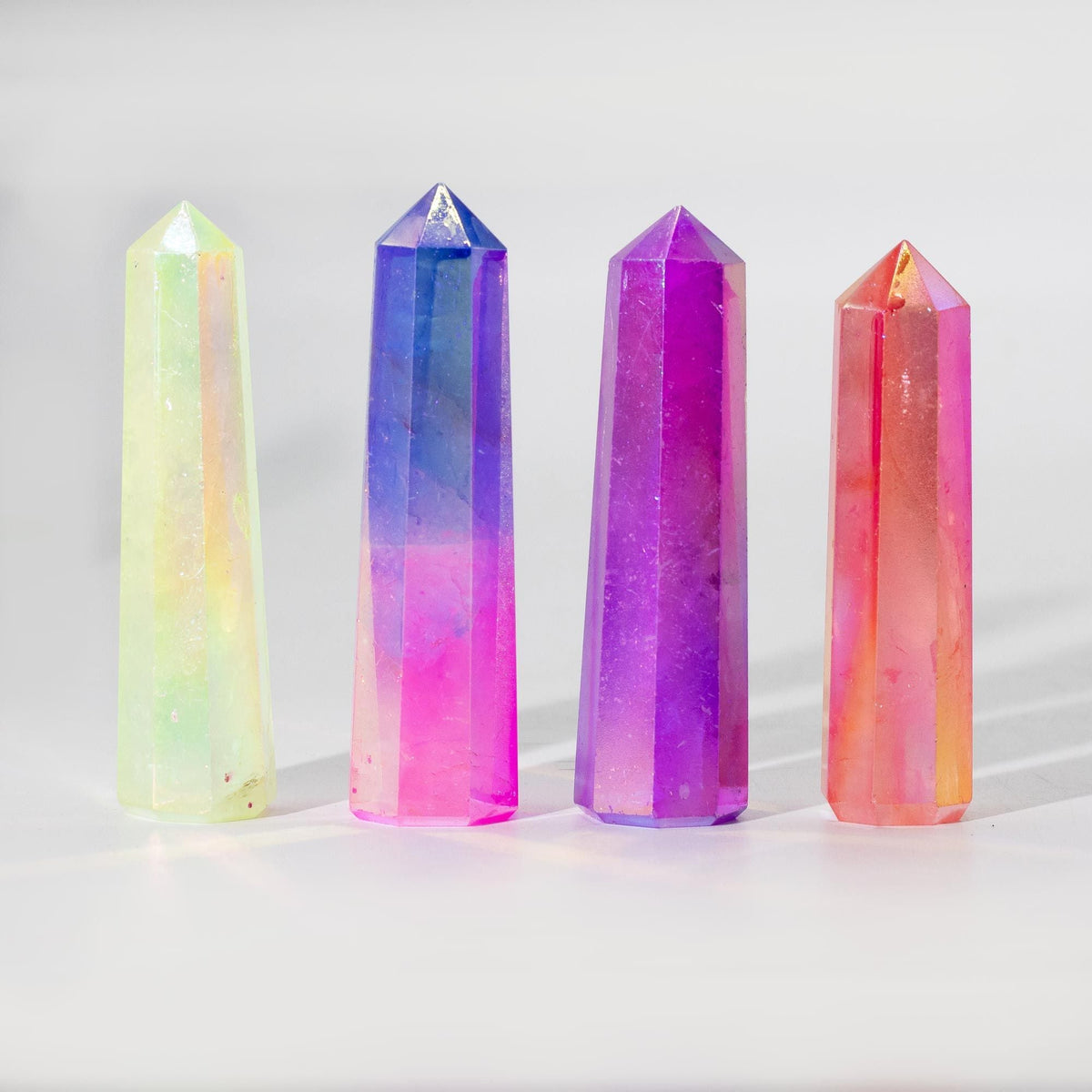 Gemstone Obelisk Point approx 9cm - Aurura Crystal Quartz - Pink & Blue