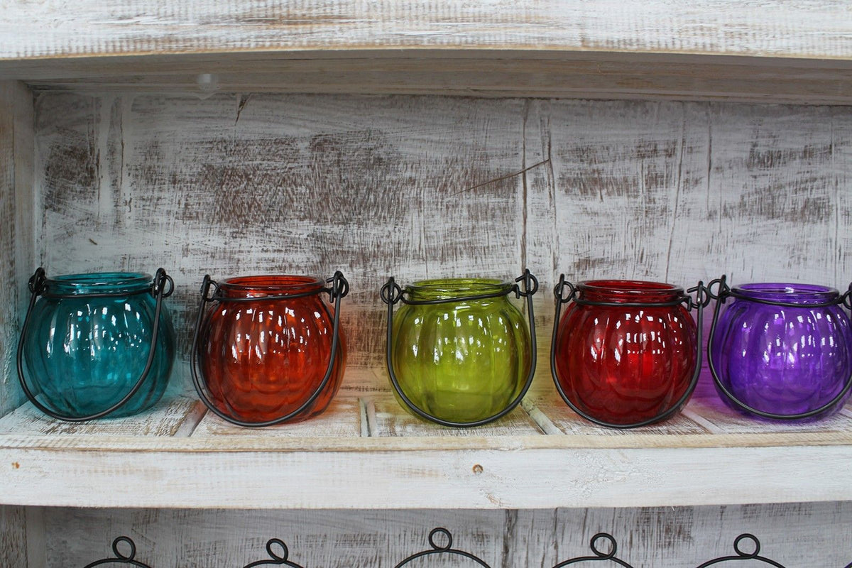 Recycled Pumpkin Candle Lantern - Ruby