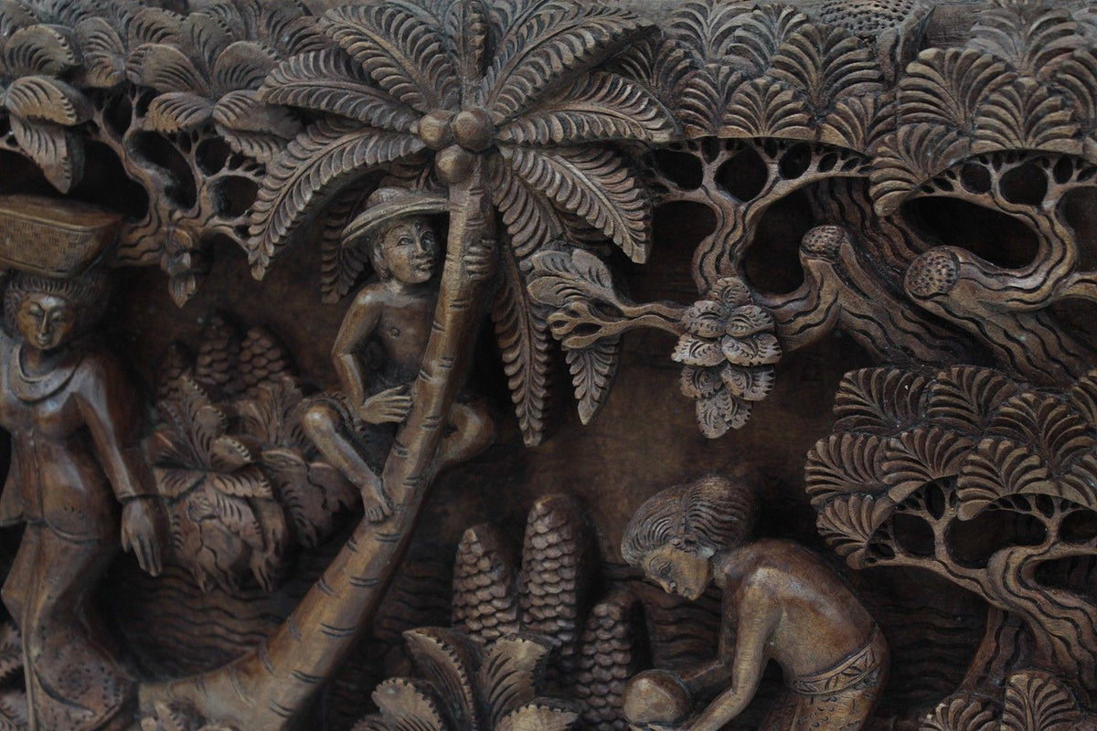 Bali Artisan Panels - Palm Tree & Flowers