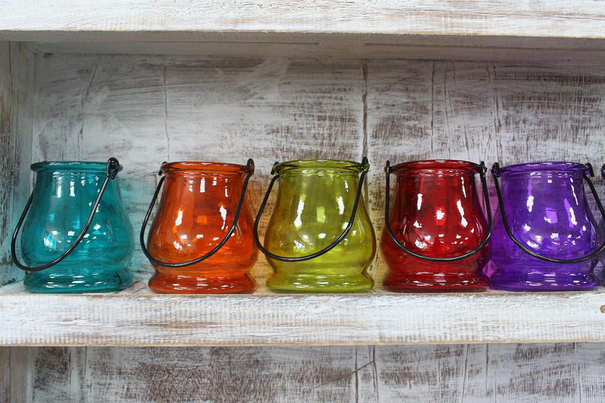 Recycled Candle Lantern - Teal