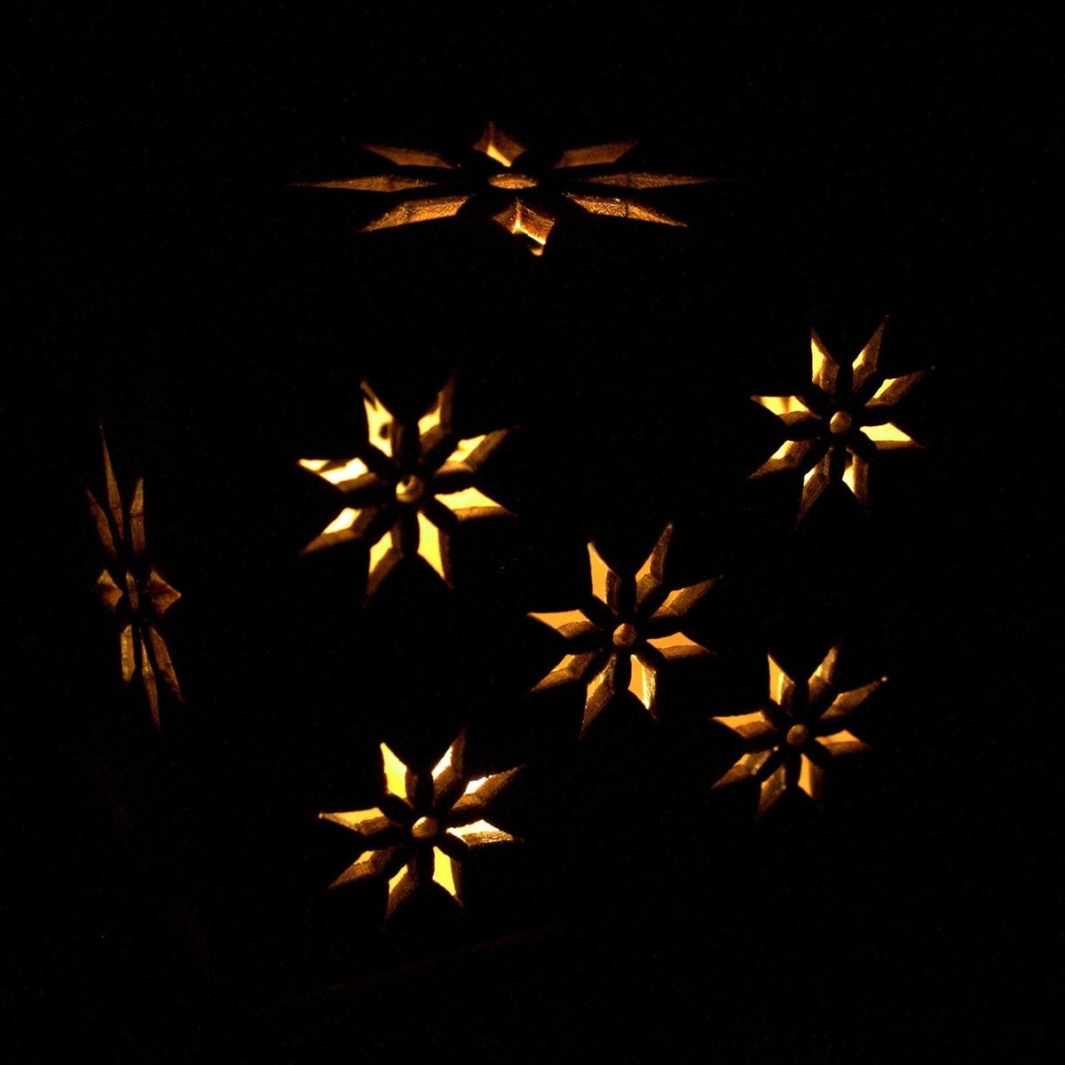 Long Wooden LED Light Shadow Box - Stars