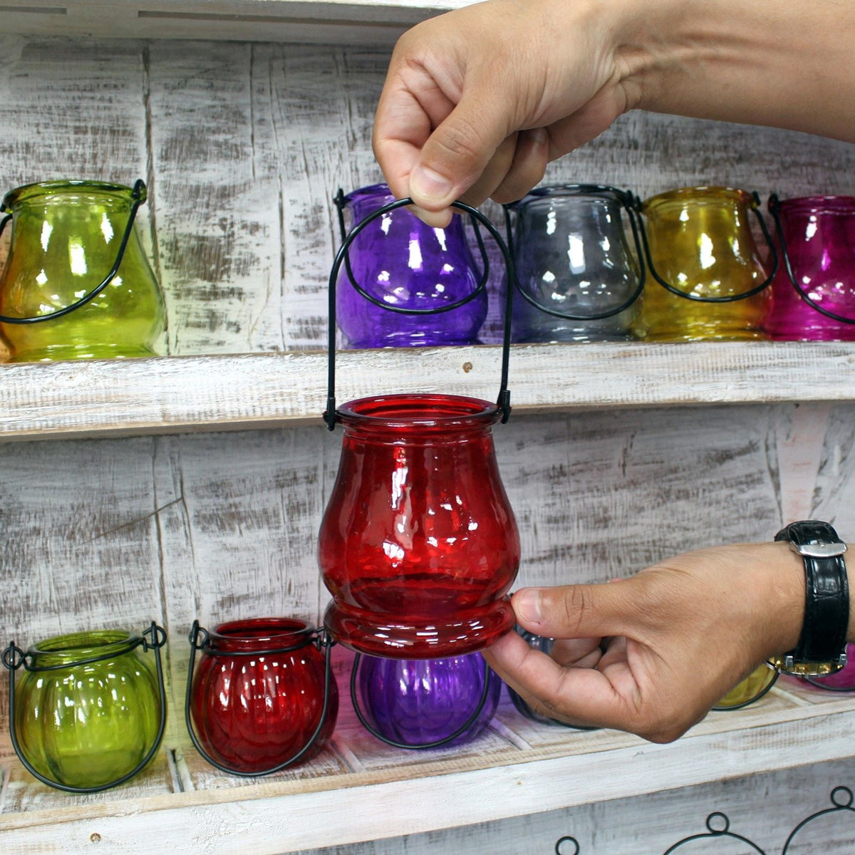 Recycled Candle Lantern - Moss