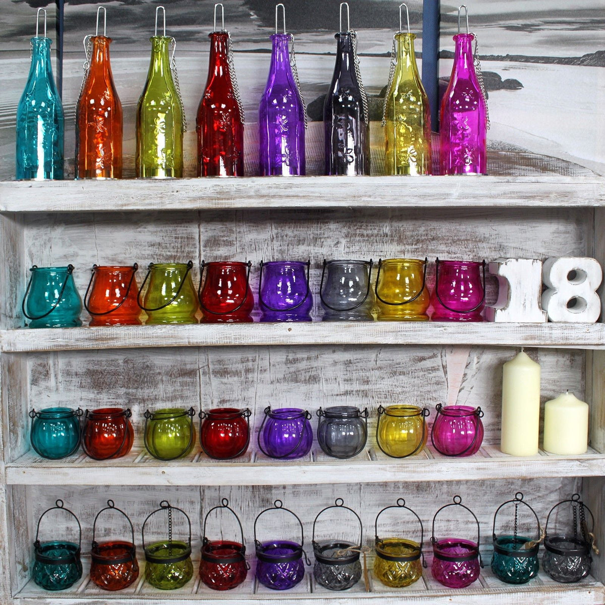 Recycled Bottle Lantern - Teal