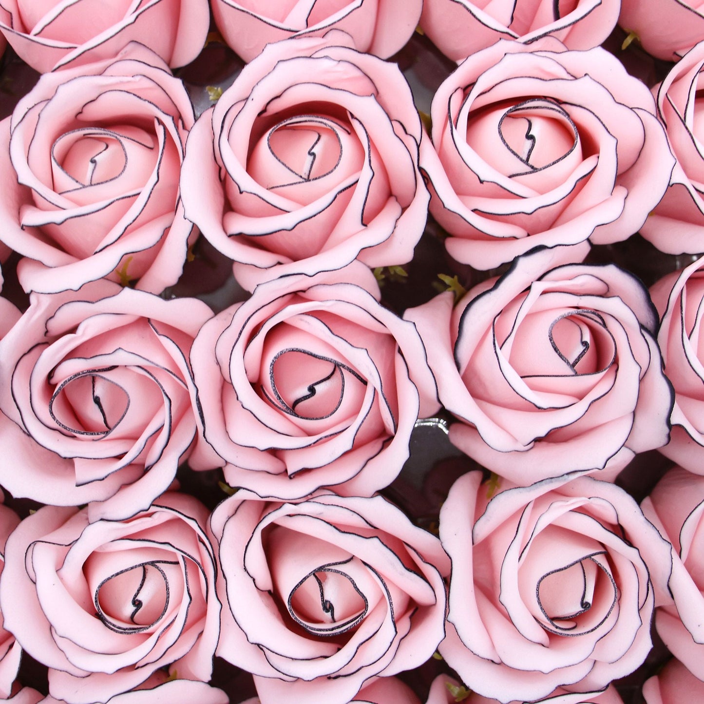 Craft Soap Flowers - Med Rose - Pink With Black Rim