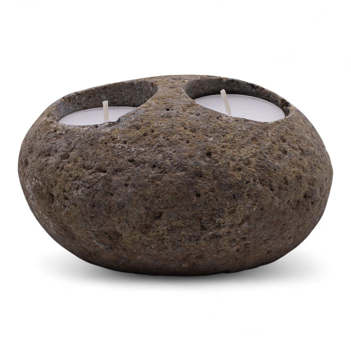 Natural Riverstone Candle Holder - Double Nightlight