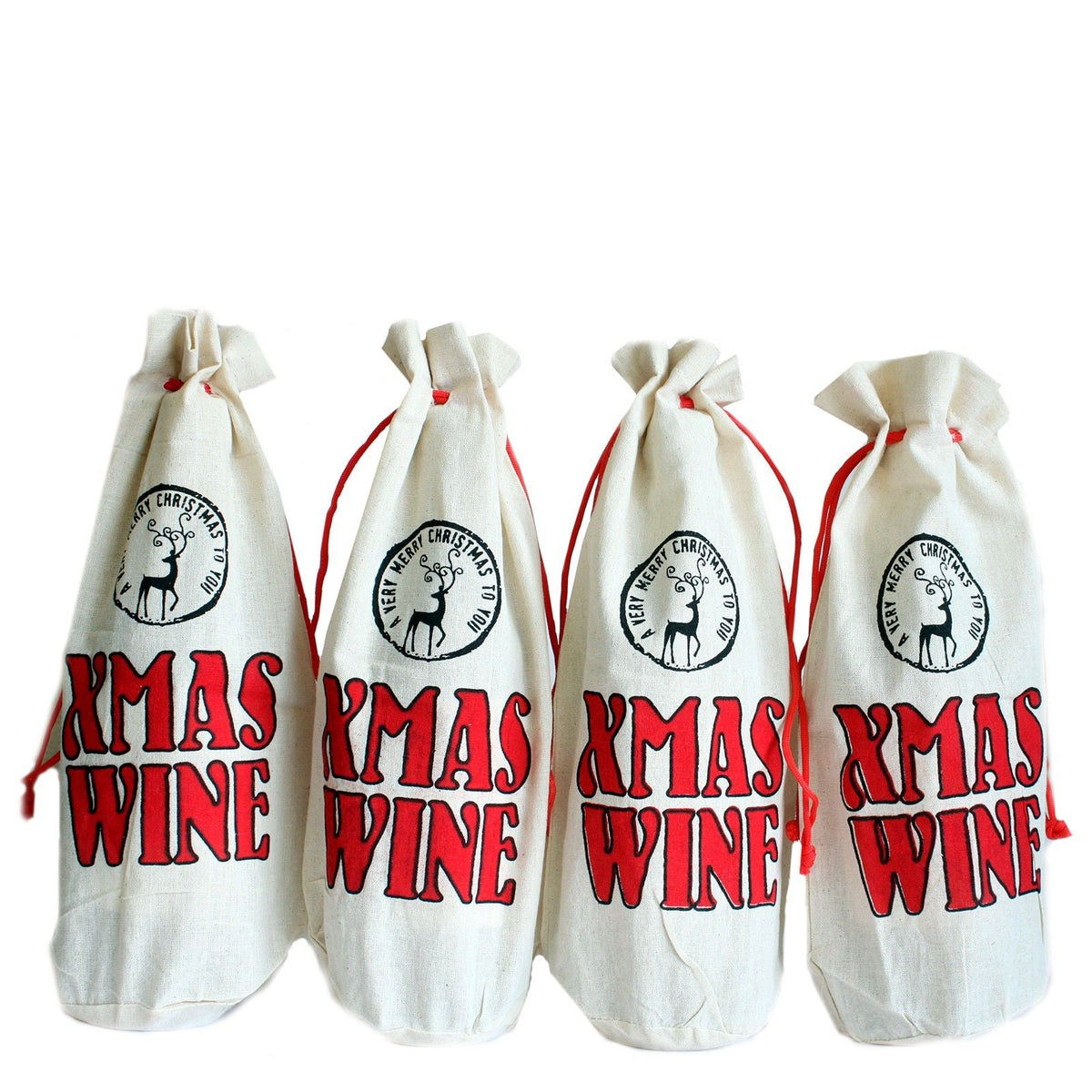 XMAS Cotton Wine Pouch - Xmas Wine