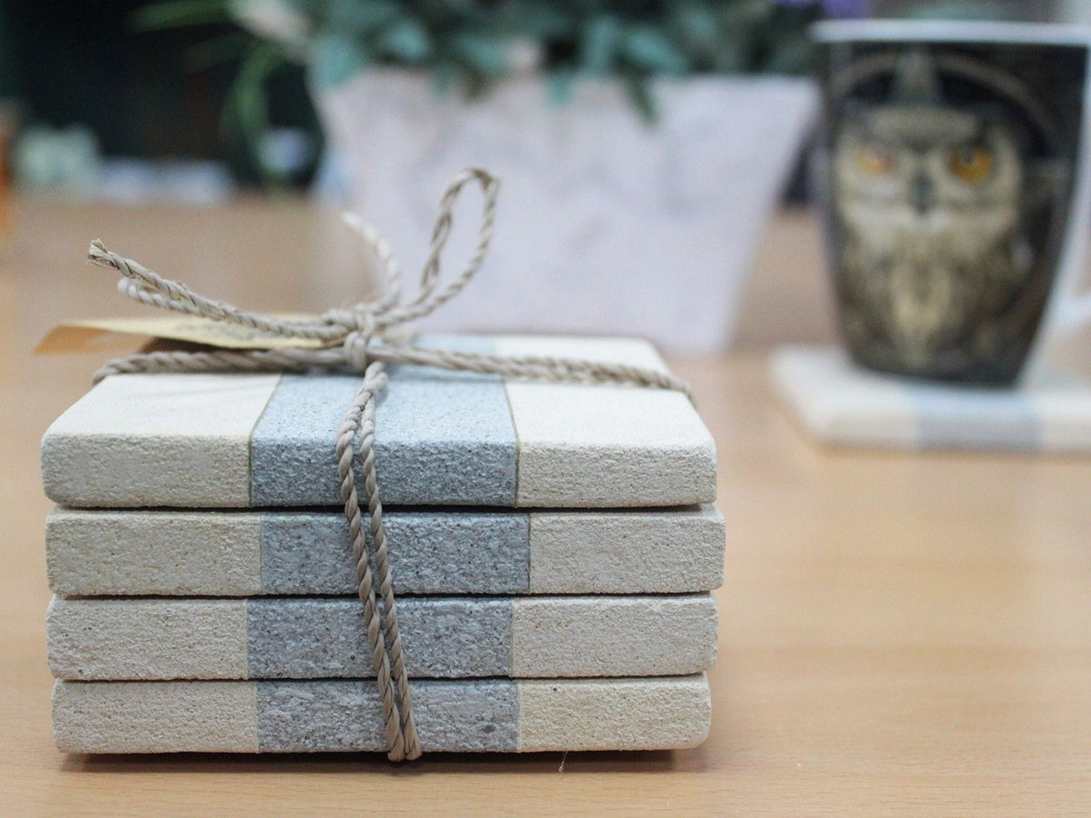 Set of 4 Stone Coasters - Square - Simple Sandstone