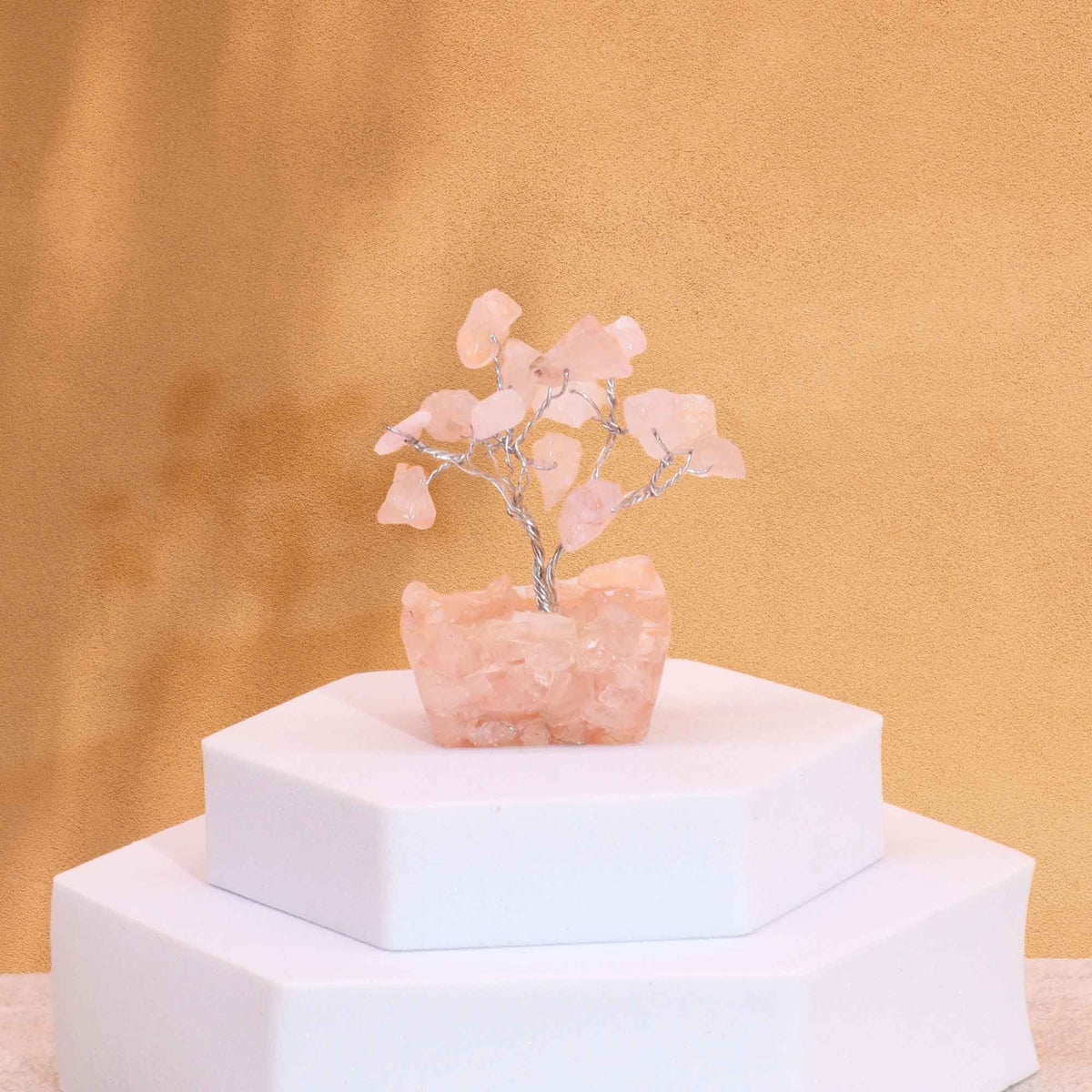 Mini Gemstone Tree On Orgonite Base - Rose Quartz (15 stones)