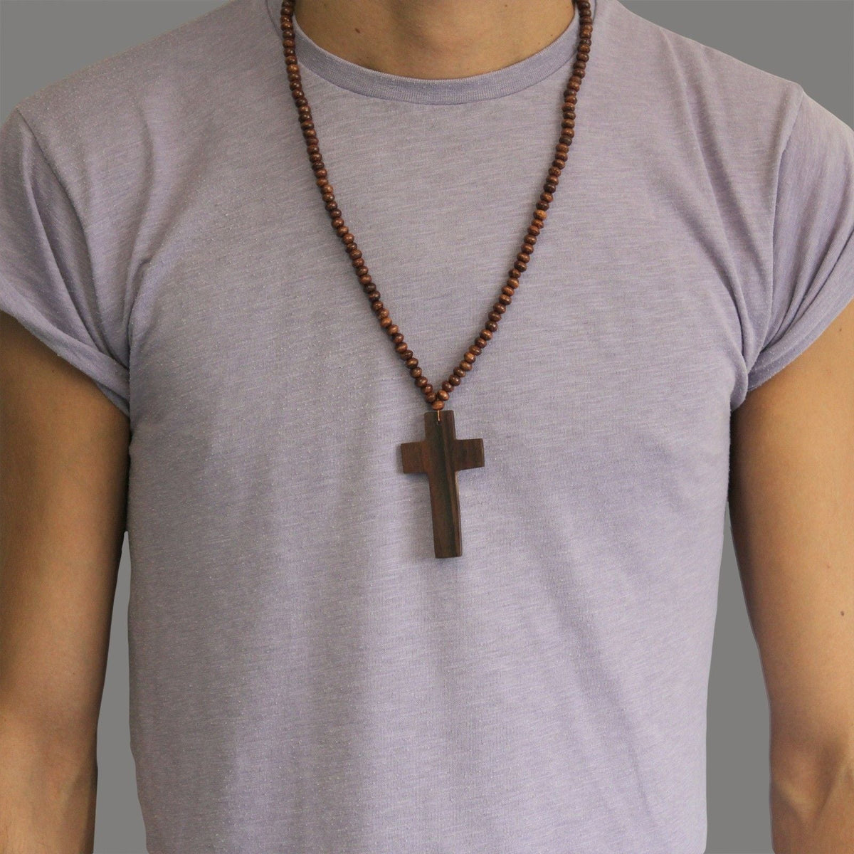 Beaded Necklace Cross Black