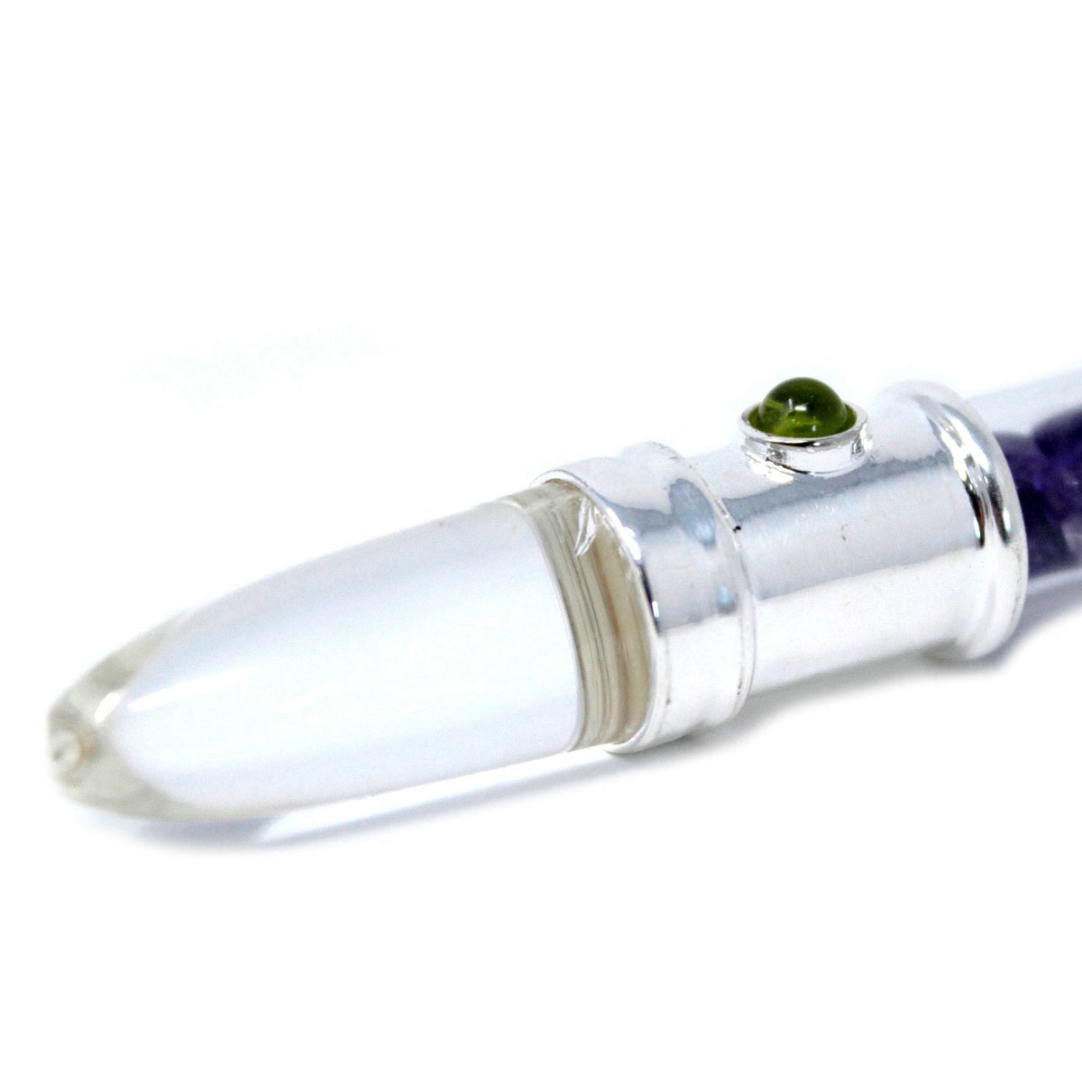 Glass Healing Wand - Silver plated - Amethyst