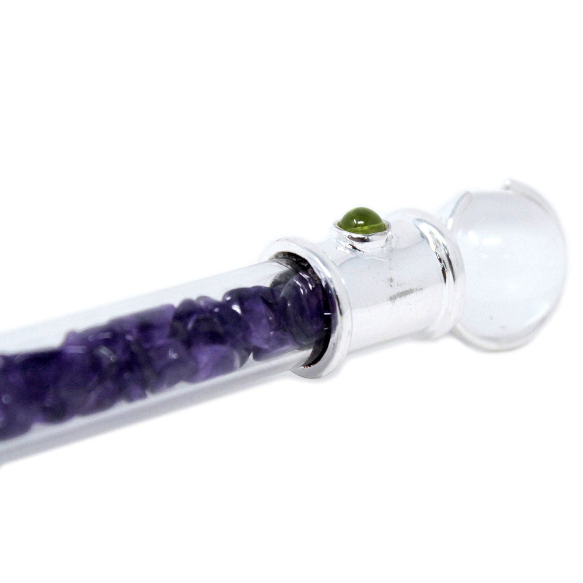 Glass Healing Wand - Silver plated - Amethyst