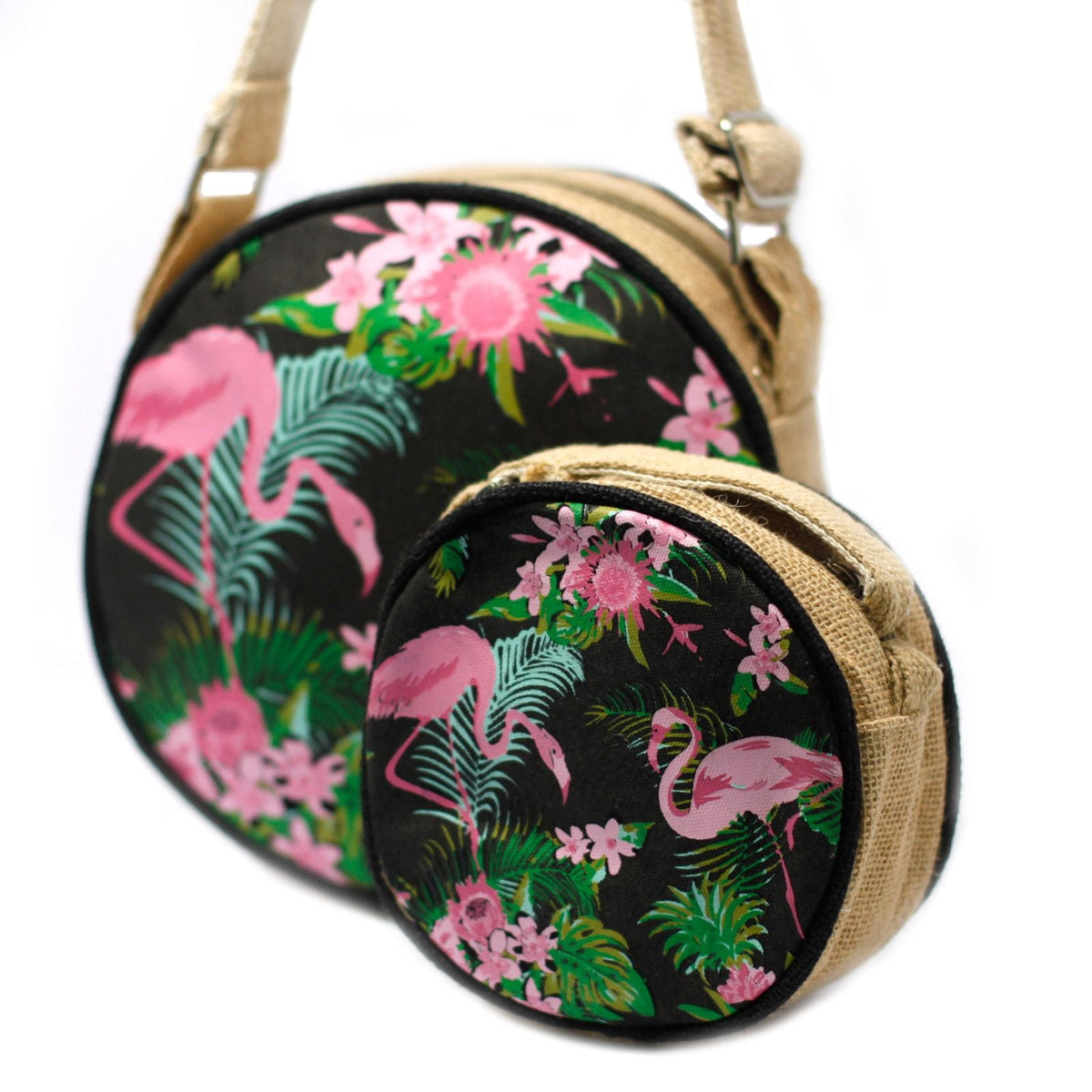 Eco Round Bags - Flamingos