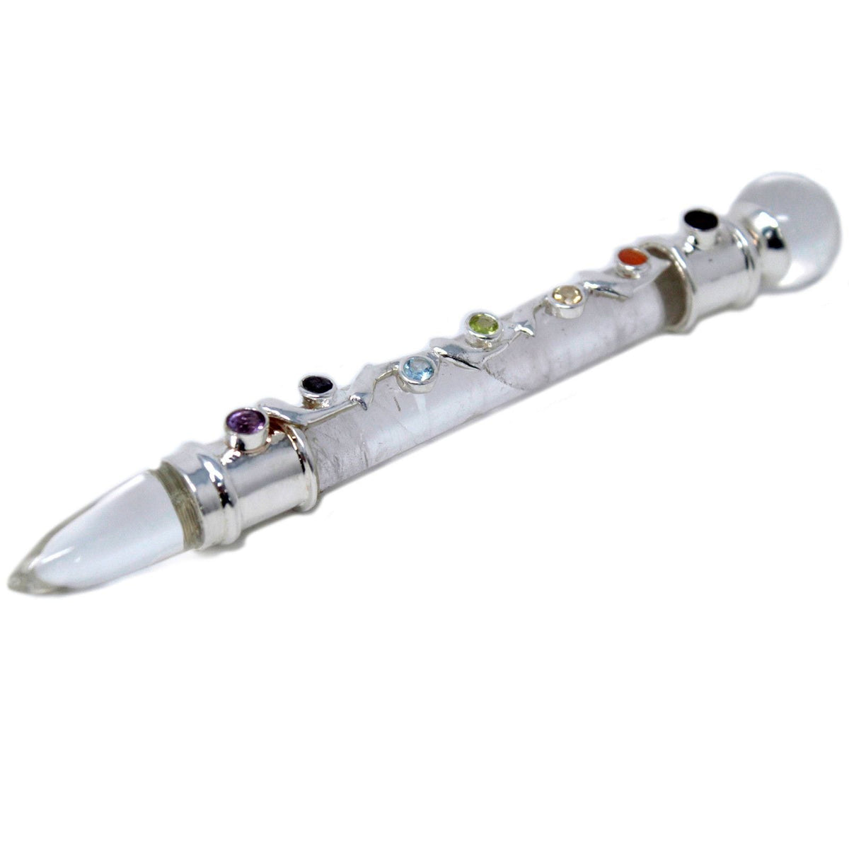 Clear Crystal with Chakra Stones