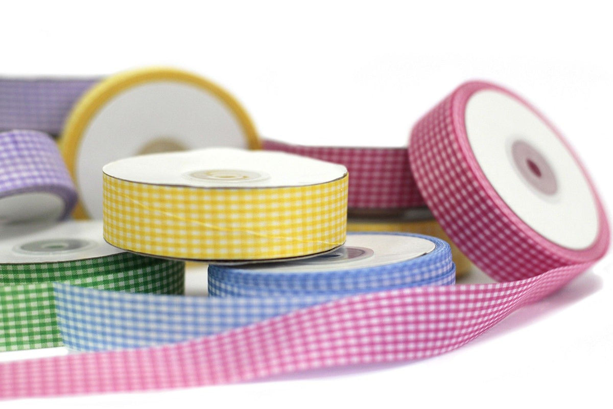 Budget Gingham Ribbon 25mm x 45m - Lavender