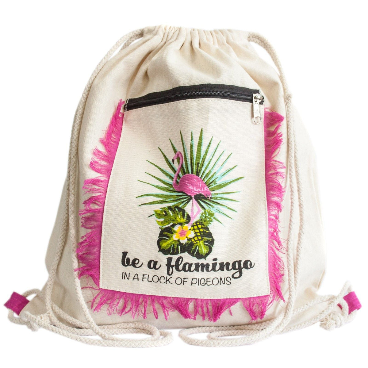 Fringe Backpack - Flamingo
