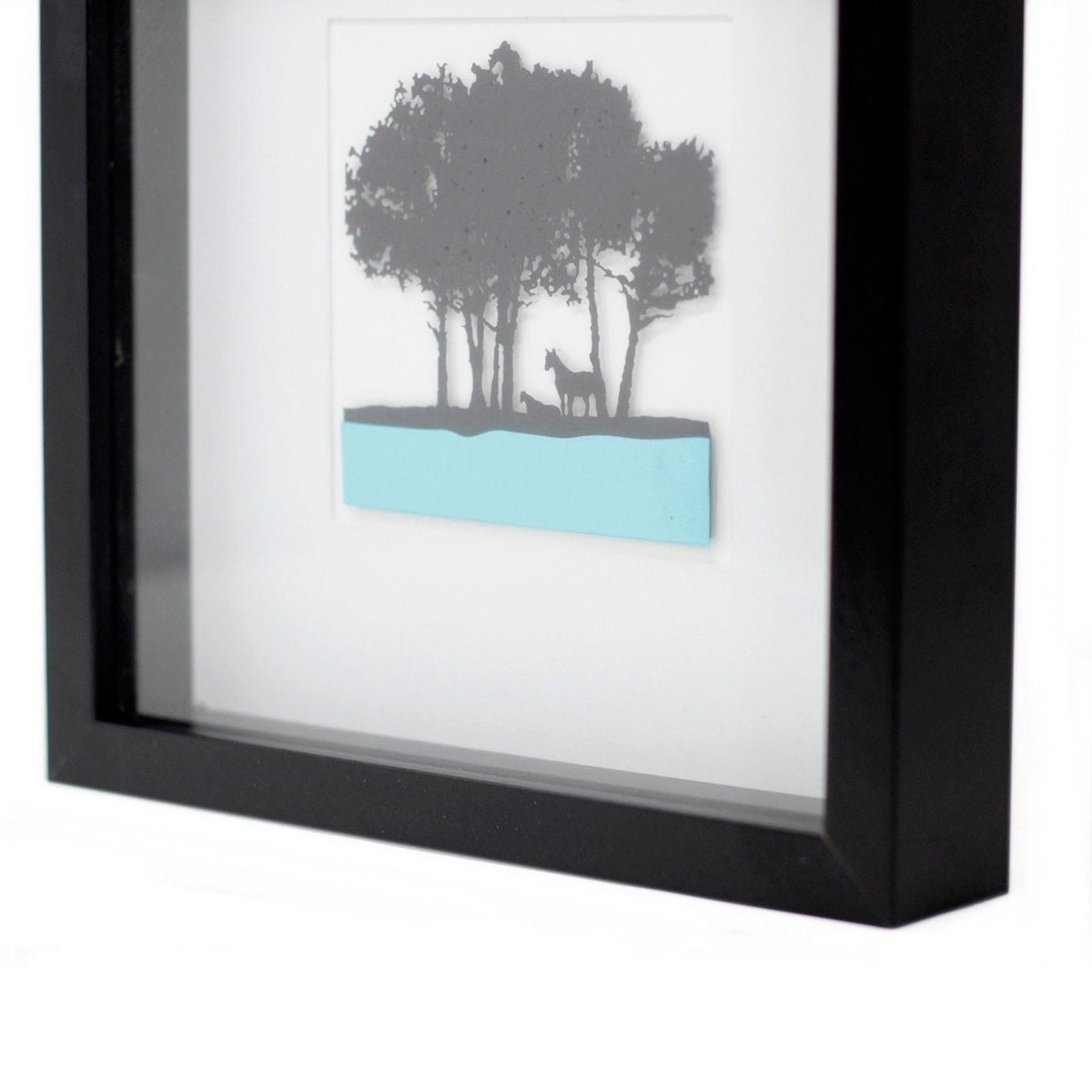 Paper Cutout Black Picture Frame - Horses