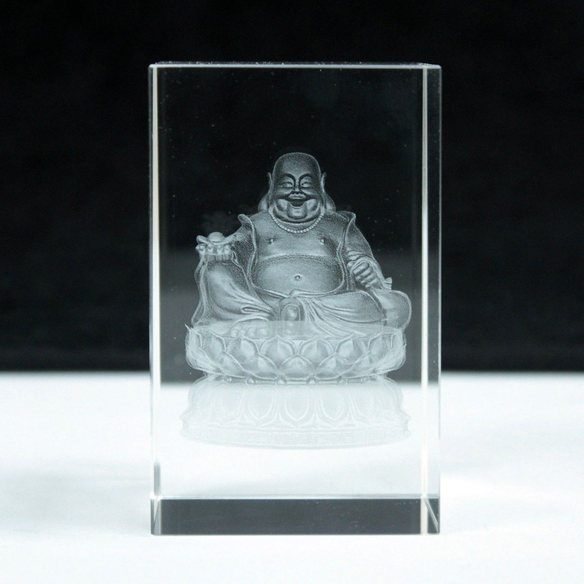 Laser Crystal Block - Buddha and Lotus Base