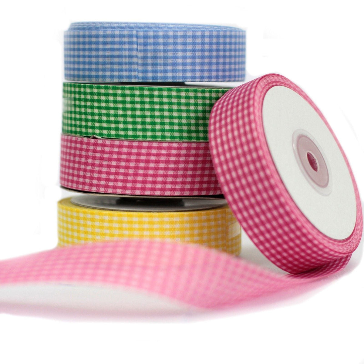 Budget Gingham Ribbon 25mm x 45m - Red
